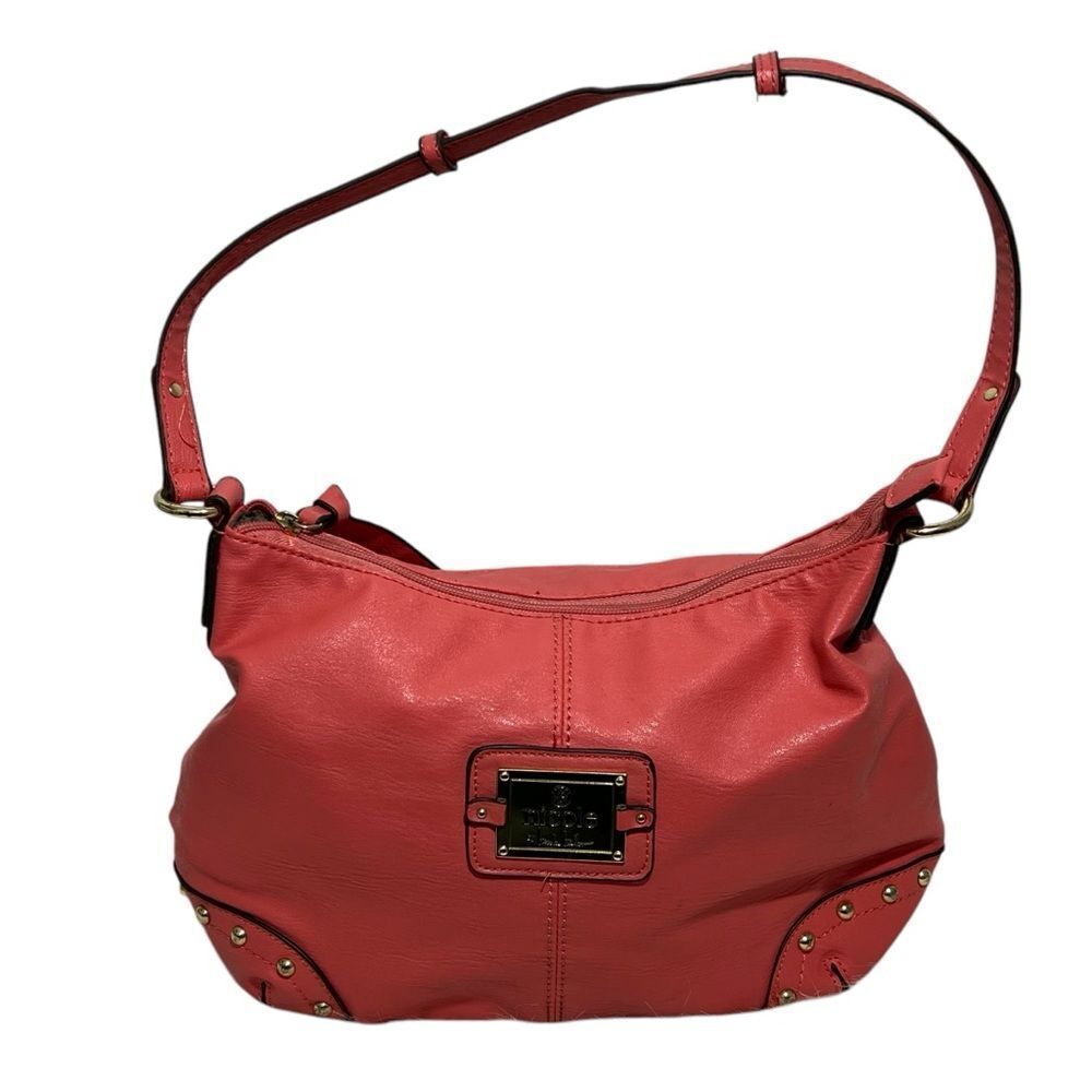 Nicole MillerβPeach/Coralβ Goldtone Studded Hobo Bag